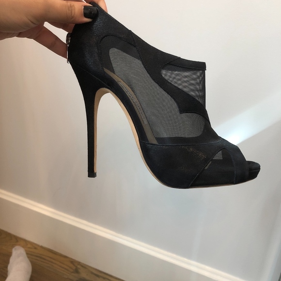 Jimmy Choo Mesh and Suede Marble Peep toe booties - Picture 2 of 8